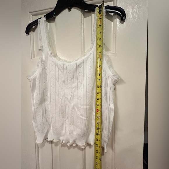 J.Crew Pointelle sweater-tank in premium ultrafine cotton white size L NWT CB896 - Picture 9 of 10